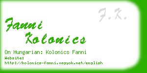 fanni kolonics business card